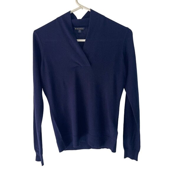 Brooks Brothers Womens Sweater Size XS Blue Shawl Neck Long Sleeve Silk